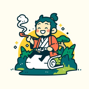 Neşeli Samuray Bulutun Üzerinde Kavgasını Tadını Çıkartıyor