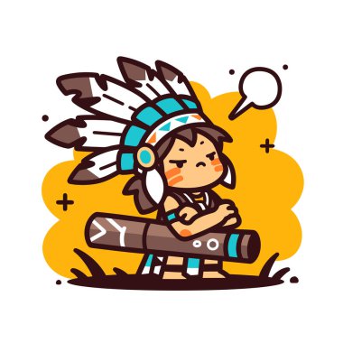 Kavalı Chibi Kızılderili Şefi