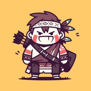 Şirin Amerikan Yerlisi Archer Çizgi Film Çizimi