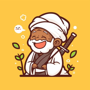 Kılıç Çizgi Filmi Çizimi ile Mutlu Bilge Yaşlı Adam