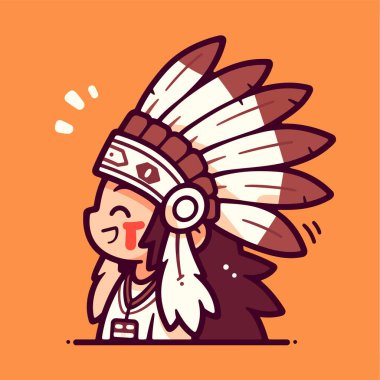 Chibi Yerli Amerikan Şefi Gülümsüyor