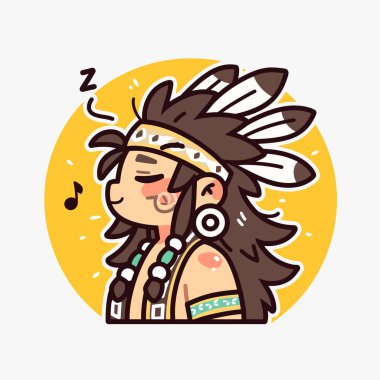 Çizgi film tarzında Yerli Amerikan Karakteri Hayal Etmek