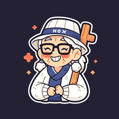 Yürüyen Sopalı Büyüleyici Karikatür Büyükannesi