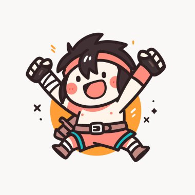 Çizgi film stiliyle Neşeli Karate Dövüşçüsü