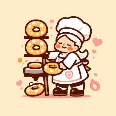 Tatlı fırıncı lezzetli çörekler hazırlıyor.