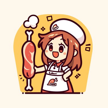 Gülümseyen Çizgi film Kasabı Büyük Et Kesimi