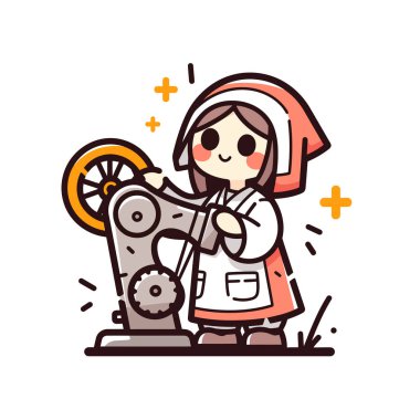 Tatlı Çizgi film Kadını Çarkıfelek İpliği