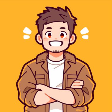 Kolları çapraz Mutlu Çizgi Filmci