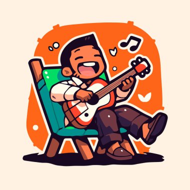 Gitar çalan neşeli bir adam