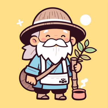 Bambu Asası ve Çay Seremonisi ile Karikatürist