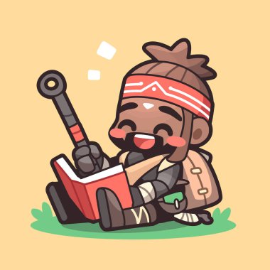 Chibi Savaşçısı Kitap okuyor.