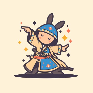 Tatlı Japon çizgi filmi karakteri. vektör illüstrasyonu.