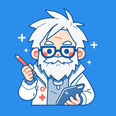 Elinde pano olan doktor, vektör illüstrasyonu