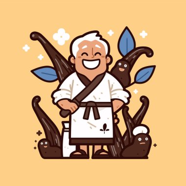 Beyaz tişörtlü ve siyah takım elbiseli bir adamın vektör çizimi.