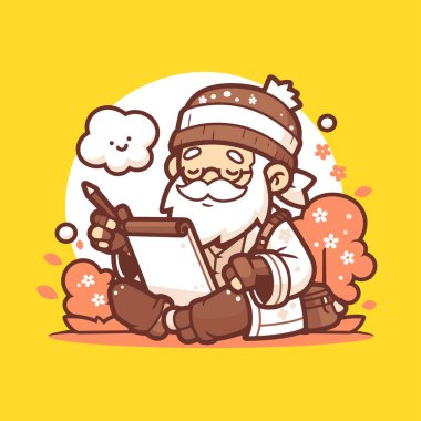 Çizgi film Noel Baba kitap okuyor..