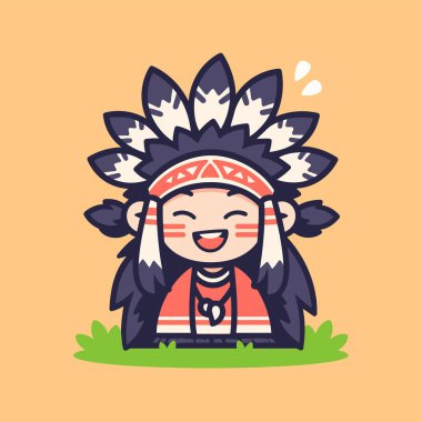 Sevimli Amerikan Yerlisi kız vektörü