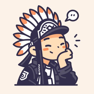 Amerikan Yerlisi Başlıklı Chibi Karakteri