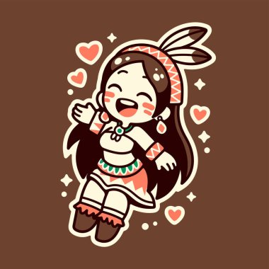 Kalpli Amerikan yerlisi şirin bir kız.