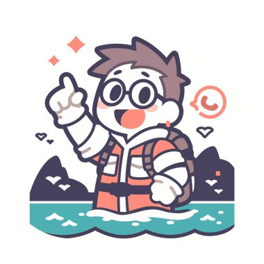 Suyu keşfederken ufku gösteren maceraperest yürüyüşçü..