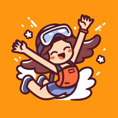 Neşeli paraşütçü Havada süzülüyor