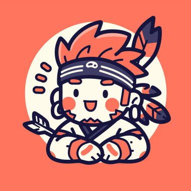 Oklu ve Tüylü Amerikan Yerlisi Okçu