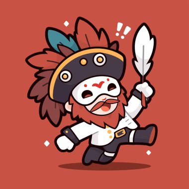 Tüylü Neşeli Maskeli Karakter Şenlik Kostümünde Koşan