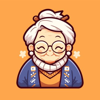 Gözlüklü şirin çizgi film büyükannesi.