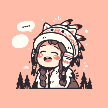 Kış kıyafetli Amerikan Yerlisi Şirin Kız