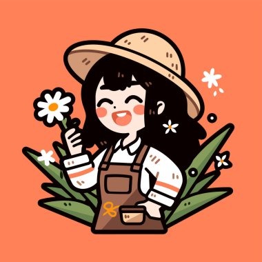 Papatya Çiçeği Tutan Mutlu Bahçıvan