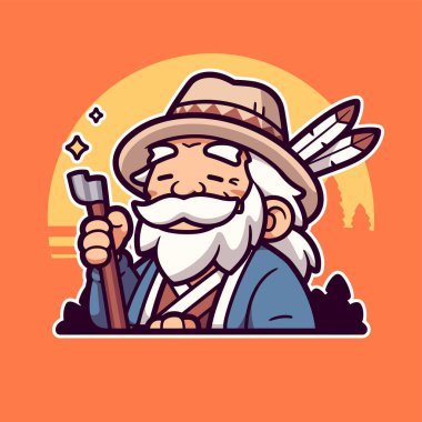 Balta Çizgi Filmi İllüstrasyonlu Amerikan Yerlisi