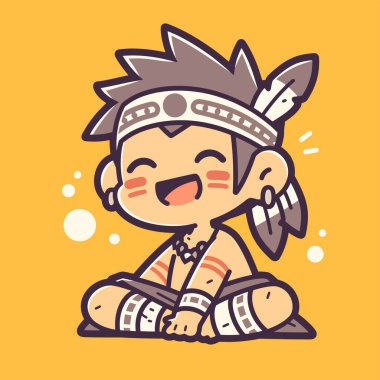 Şirin Amerikan Yerlisi Çizgi Film Çizimi