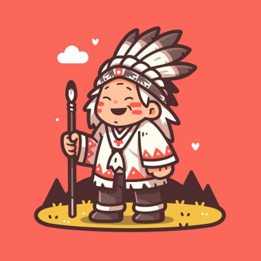 Adresli Sevimli Amerikan Yerli Çizgi Filmi Karakteri