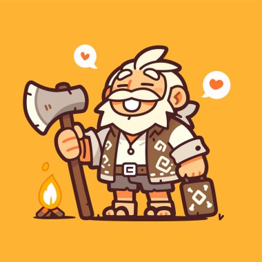 Balta ve Kamp Ateşli Cüce Ahşap Çizgi Filmi