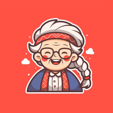 Gülümseyen Yaşlı Kadın Çizgi Film Karakteri
