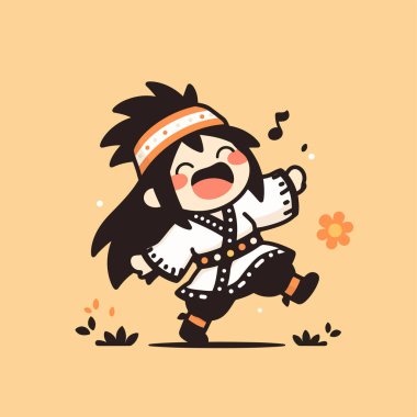 Geleneksel Şekilde Mutlu Çocuk Dansı