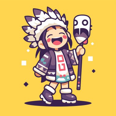 Tüylü Başlıklı ve Çalışanlı Gülümseyen Amerikan Çocuğu