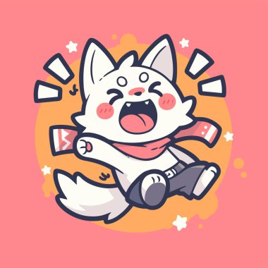 Neşeli Karikatür Kurt Keyifle Sıçrıyor