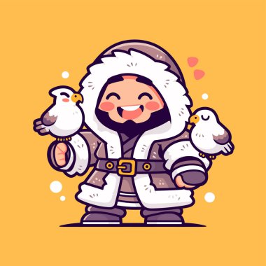 Kış Çizgifilminde Kuşlarla Eskimo