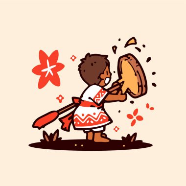 Geleneksel Kıyafetlerle Davul Çalan Çocuk