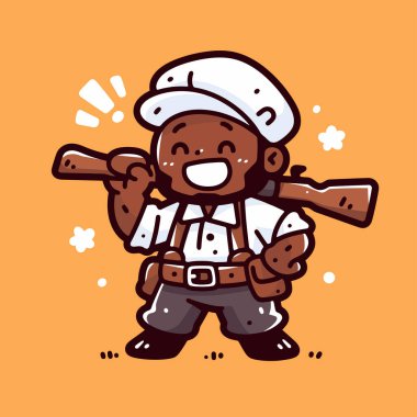 Tüfekli Neşeli Çizgi Film Avcısı