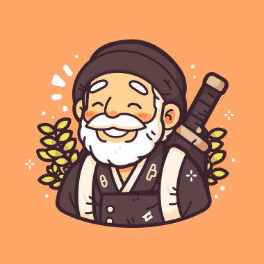 Gülümseyen Samuray Çizgi Filmi Karakteri Kılıç ve Beanie