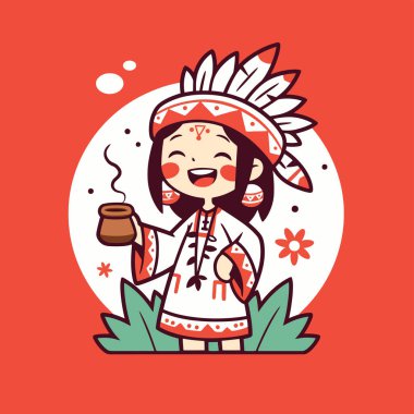 Çömlekçi Amerikan Yerlisi Şirin Kız