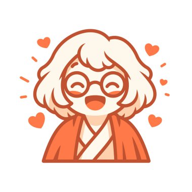 Kalpli ve Gözlüklü Mutlu Büyükanne