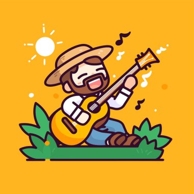 Mutlu Adam Güneşte Gitar Çalıyor