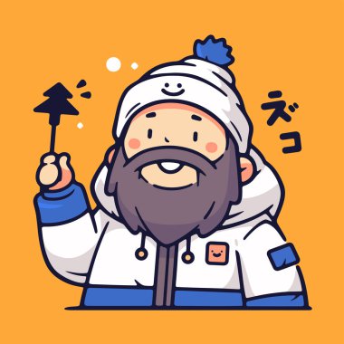 Neşeli Kış Karakteri Kutlama Ağacı Tutuyor