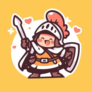 Kılıç ve kalkanla Mutlu Chibi Şövalyesi