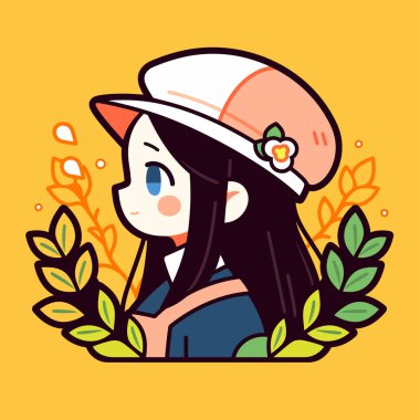 Çiçek Şapkalı Şirin Anime Kız