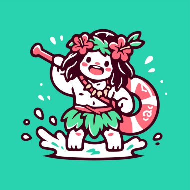 Dalgadaki Şirin Hawaii Sörfçüsü