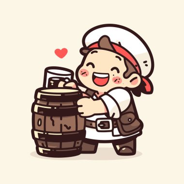 Bira fıçısıyla Mutlu Çizgi Filmler Bira Üreticisi