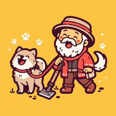 Köpeği Kürekle Yürüten Adam